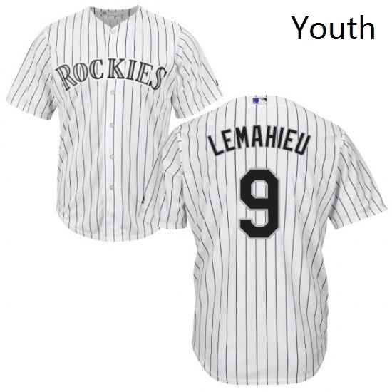 Youth Majestic Colorado Rockies 9 DJ LeMahieu Authentic White Home Cool Base MLB Jersey